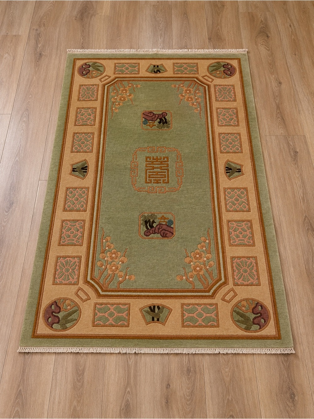 Vintage Handknotted Chinese Wall Rug 3x5